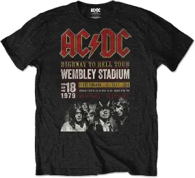 Ac/DC Camiseta Wembey 1979 Live Band Logo Oficial Eco Hombre Negro