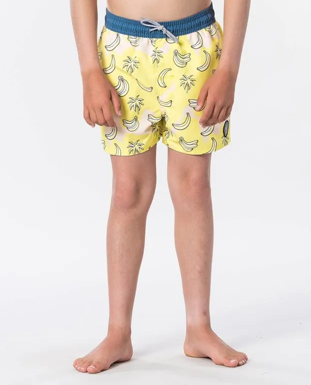 Bañador RIP CURL surfero niño Short elástico Funny Volley Boy Yelow Ref. KBOGB4 amarillo plátanos