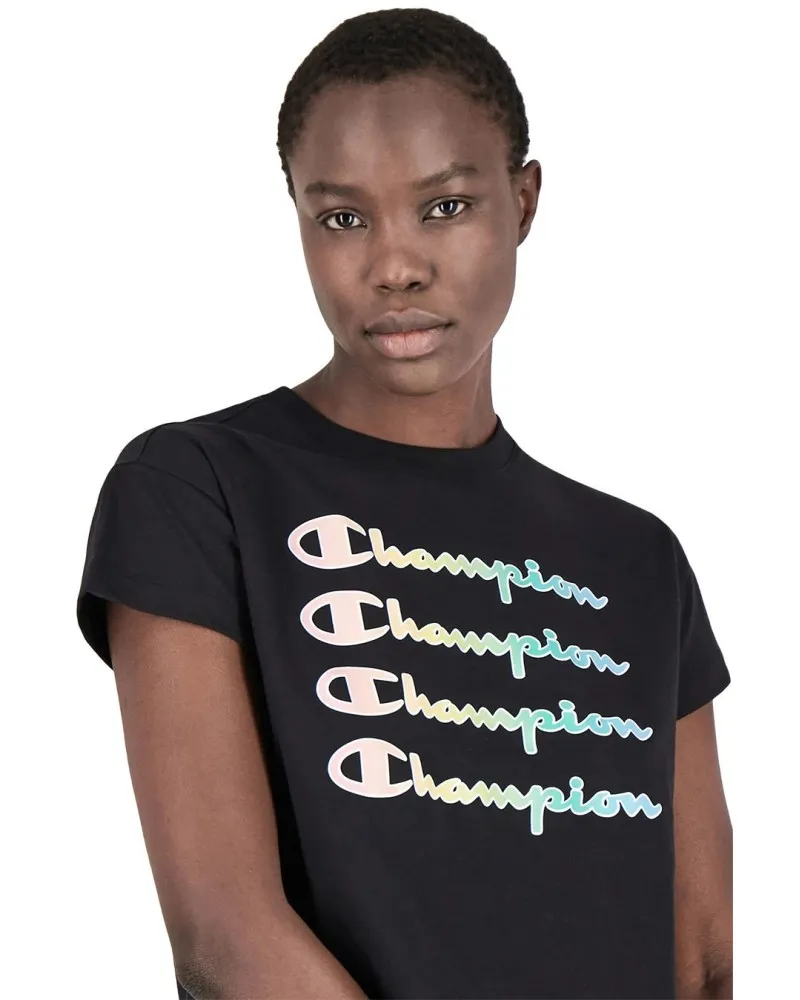 Crop top champion negro triple logo tee