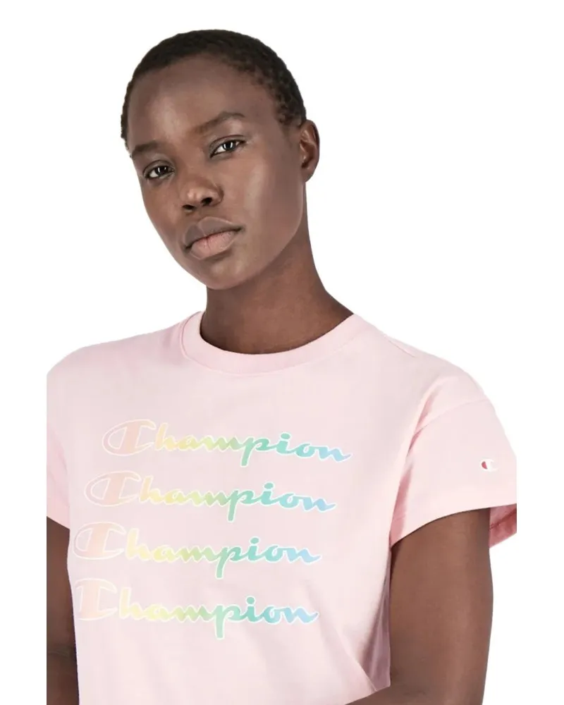 Crop top champion rosa triple logo tee