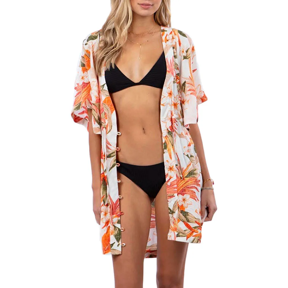 Kimono RIP CURL con botones para mujer North Shore  Light Pink Ref. GSHDV9 rosa palo flores ALOHA