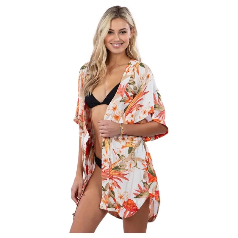 Kimono RIP CURL con botones para mujer North Shore  Light Pink Ref. GSHDV9 rosa palo flores ALOHA