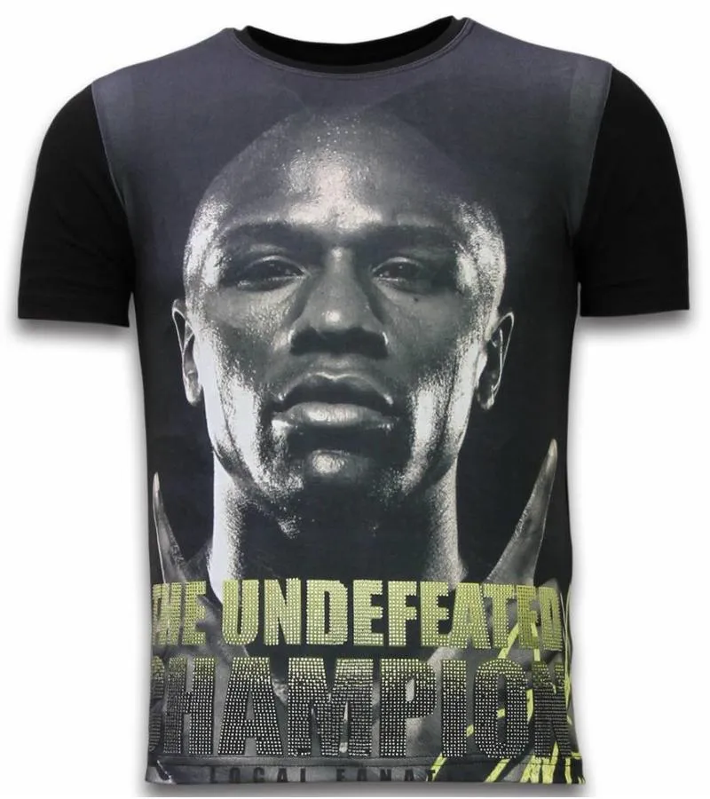 The Undefeated Champion  - Digital Rhinestone Camisetas Personalizadas - Negro